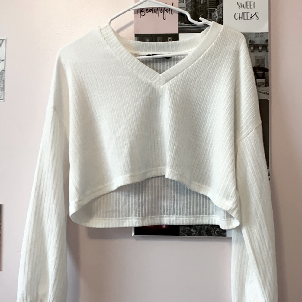 shein white cropped long sleeve